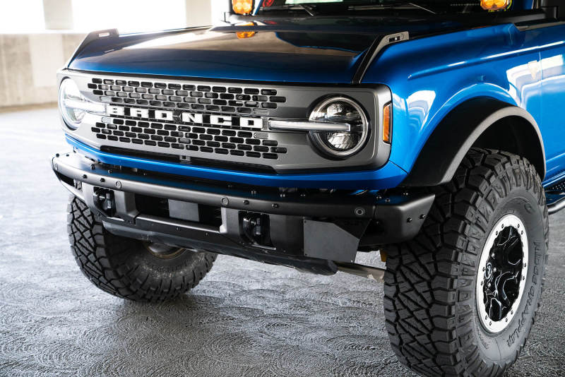 DV8 Offroad 21-22 Ford Bronco Factory Front Bumper License Relocation Bracket - Side LPBR-02 LPBR-02 Photo - lifestyle view