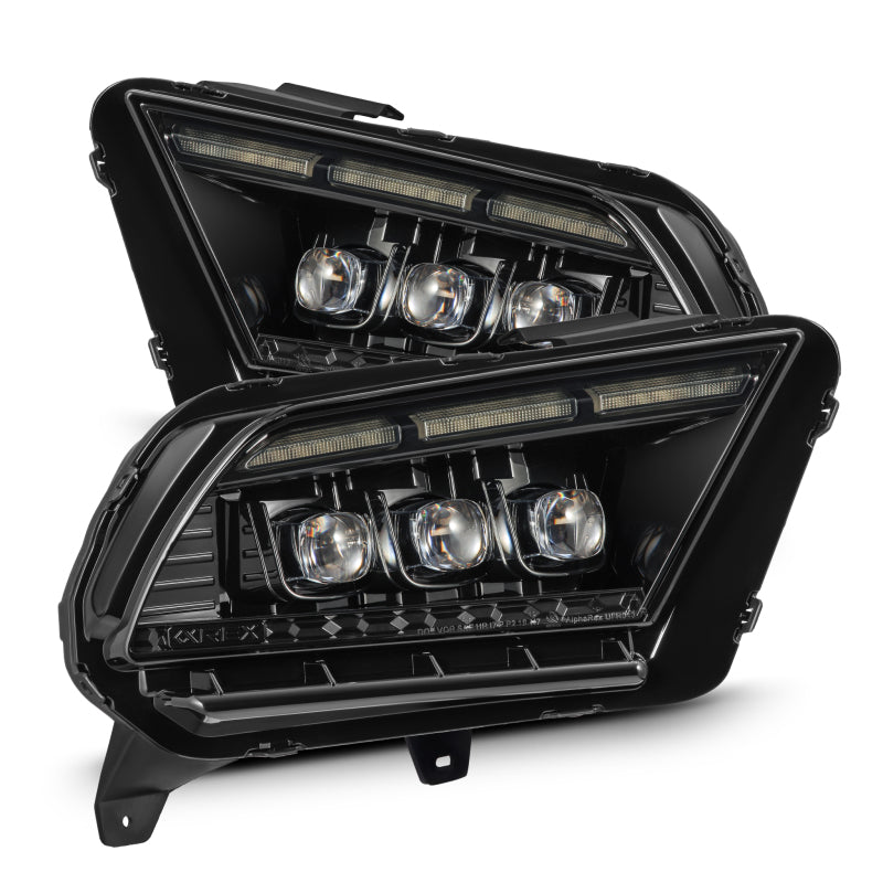 AlphaRex 13-14 Ford Mustang NOVA LED Proj Headlights Alpha-Blk w/Actv Light & Seq.Sig / SB DRL 880488 880488 Photo - Primary