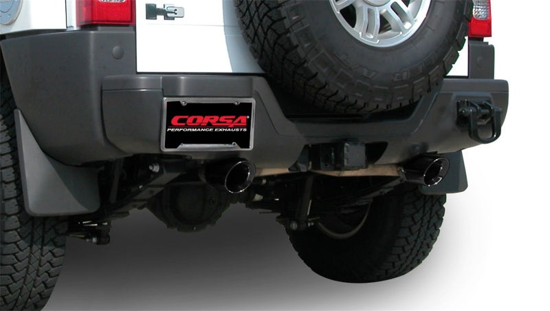 Corsa 06-08 Hummer H3 3in Cat-Back Dual Rear w Single 4in Black Pro-Series Tips 14212BLK 14212BLK Photo - Mounted