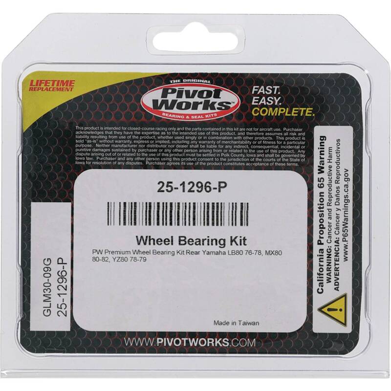 Pivot Works Yamaha Wheel Bearing Kit Premium Bearings 25-1296-P 25-1296-P Photo - Primary