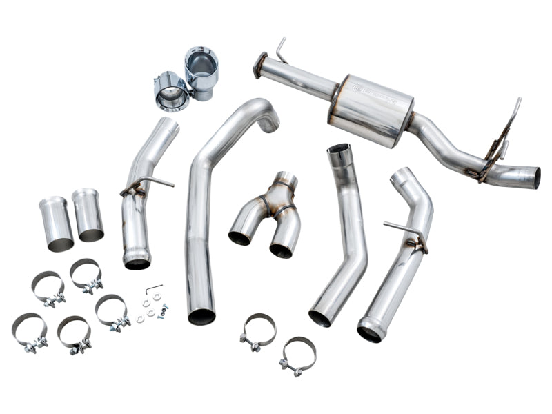 AWE Tuning 19-21 RAM 1500 5.7L (w/Cutouts) 0FG Dual Rear Exit Cat-Back Exhaust - Chrome Silver Tips 3015-32005 3015-32005 Photo - out of package