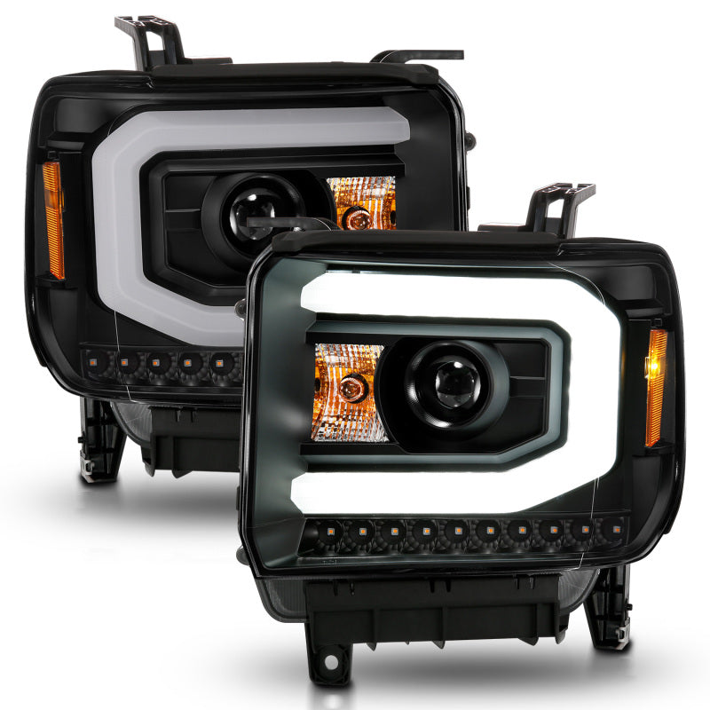 ANZO 2014-2015 GMC Sierra 1500 Projector Headlights w/ Light Bar Black Housing (Halogen Type) 111513 111513 User 2
