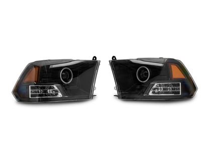 Raxiom 09-18 RAM 1500 Super White LED Halo Projector Headlights- Black Housing (Clear Lens) R110150 R110150 Photo - Close Up