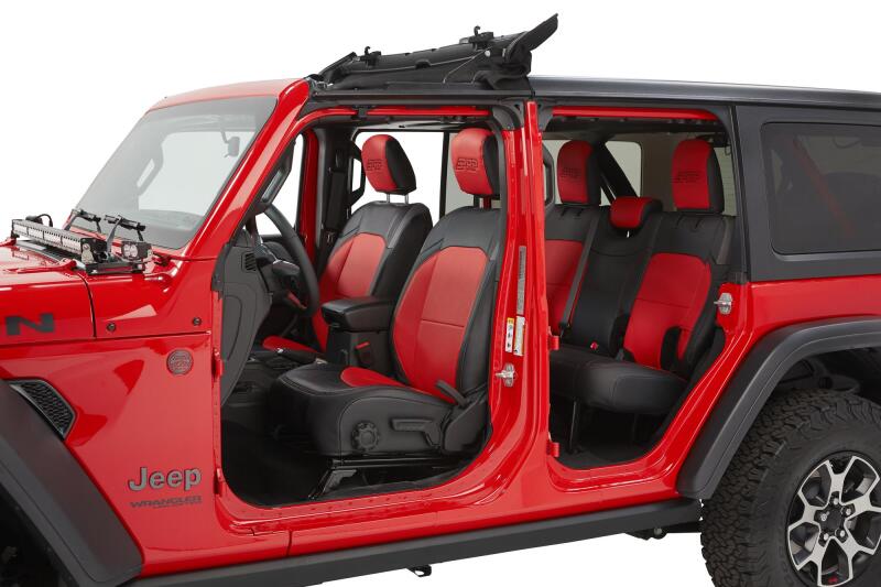 PRP Seats PRP 2018+ Jeep Wrangler JLU/4 door Rear Bench Cover with Cloth Interior - Black/Red B043-05 B043-05 Photo - Close Up