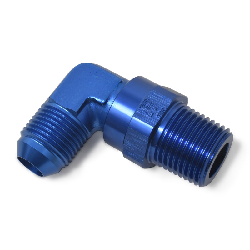 Russell #10 90° Male AN To Male Swivel NPT - Blue 614120 Photo - out of package