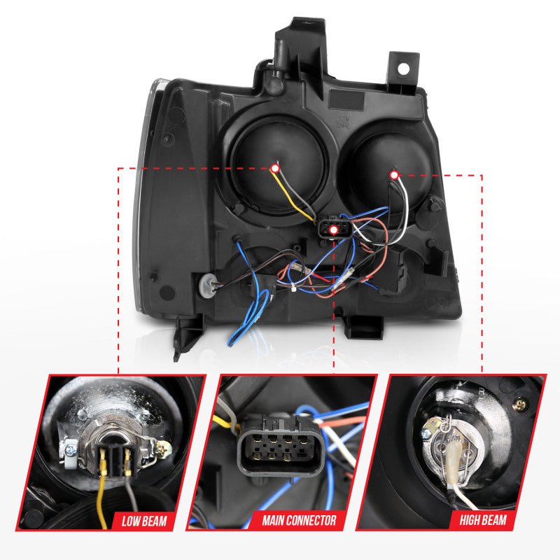 Anzo 2007-2013 Chevrolet Avalanche Projector Headlights w/ Halo Chrome 111108 Photo - Unmounted