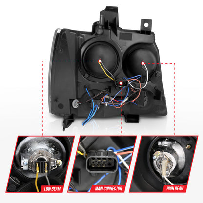 Anzo 2007-2013 Chevrolet Avalanche Projector Headlights w/ Halo Chrome 111108 Photo - Unmounted