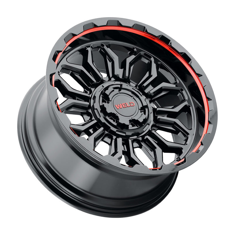 Weld Off-Road W140 20X10 Flare 6X135 6X139.7 ET-18 BS4.75 Gloss Black MIL Red 106.1 W14000098475 W14000098475 Photo - Primary
