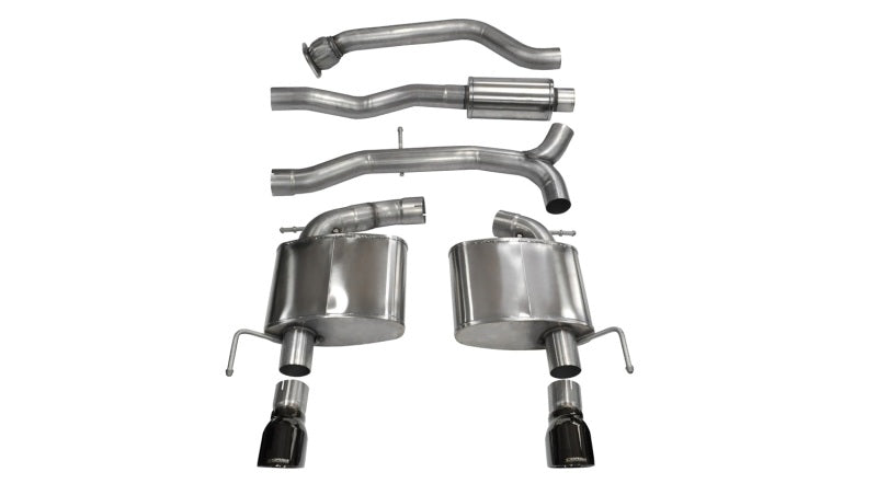 Corsa Performance 13-14 Cadillac ATS Sedan 2.0L A/T Black Sport Dual Rear Cat-Back 14888BLK Photo - Primary