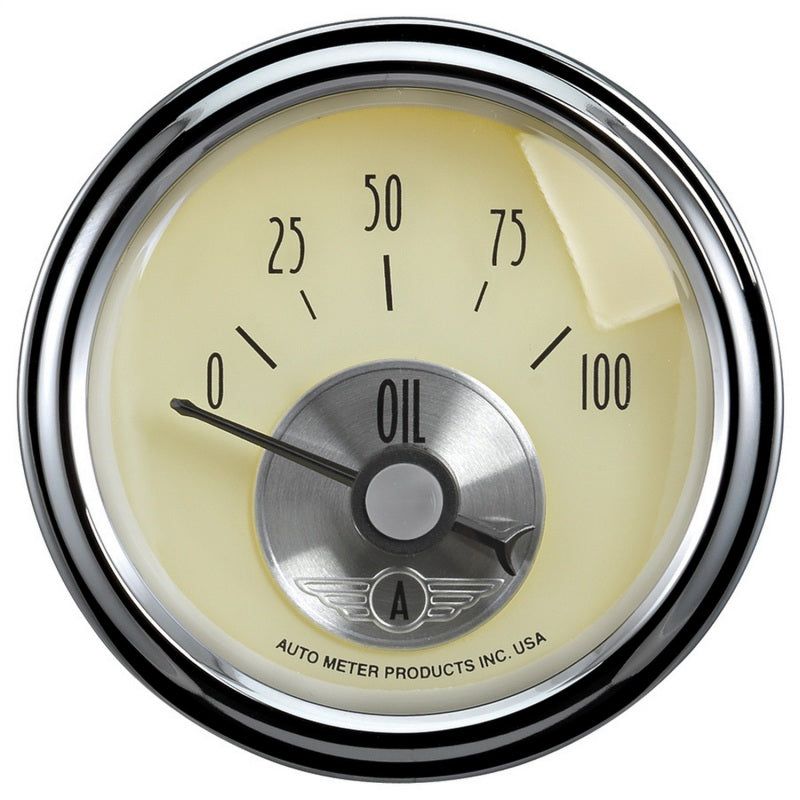 AutoMeter Prestige Series 2-1/16in 100 PSI Oil Presse Gauge (Antique Ivory) 2027 2027 Photo - Primary