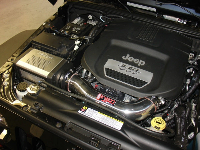 Injen 12-13 Jeep Wrangler JK 3.6L V6 Wrinkle Black Short Ram Intake w/ Power Flow Box PF5003WB PF5003WB Photo - Mounted
