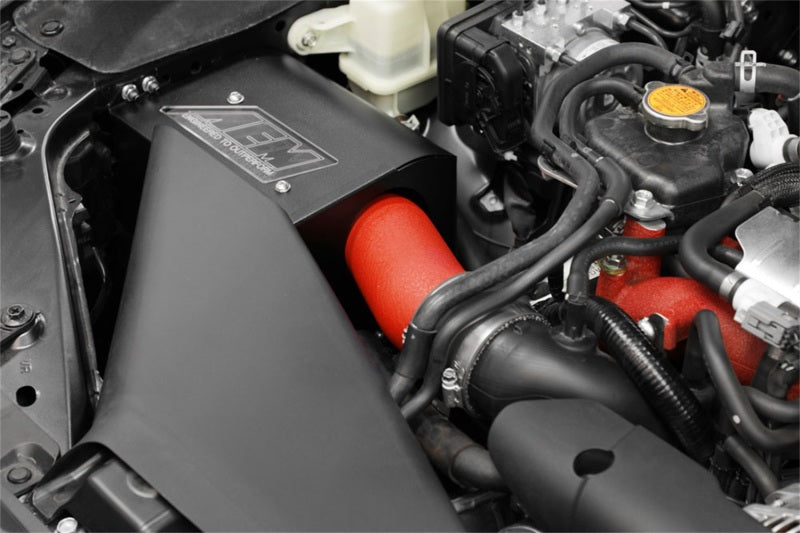 AEM Induction AEM 2018 Subaru WRX STI 2.5L H4 F/I Cold Air Intake System - Wrinkle Red 21-836WR 21-836WR Photo - Mounted