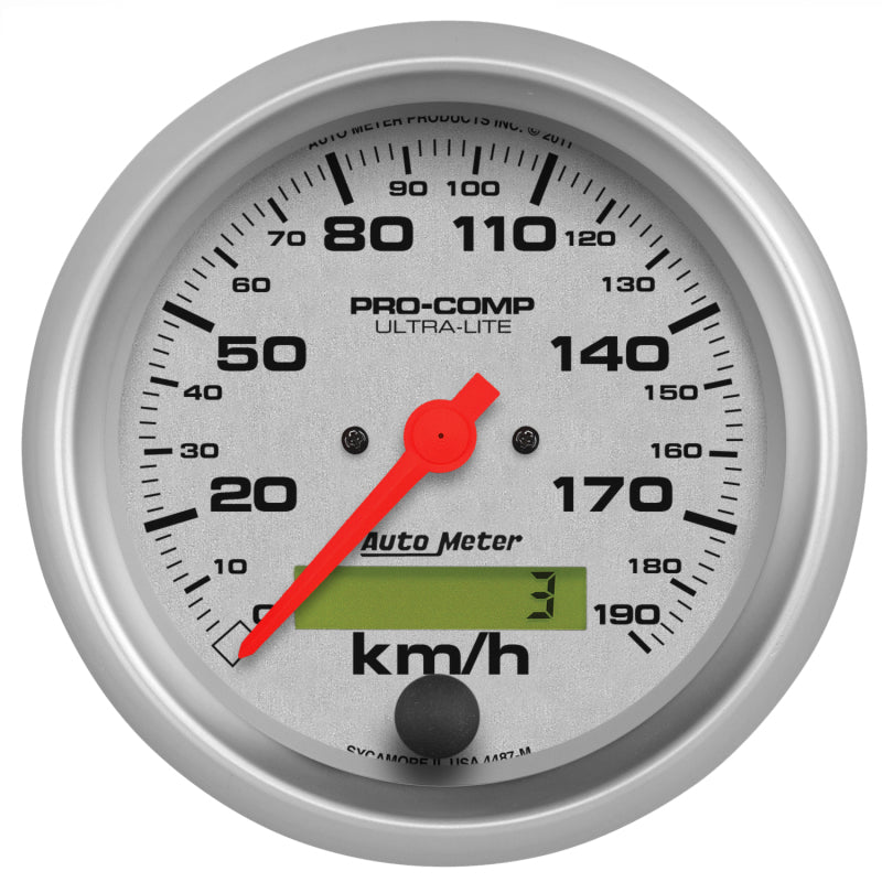 Autometer Ultra-Lite 3-3/8in Electronic 190 KPH Speedometer 4487-M 4487-M Photo - Primary