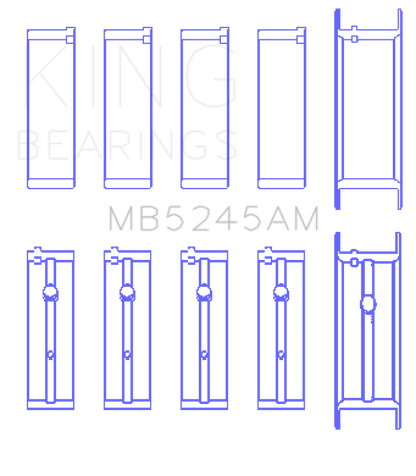 King Engine Bearings King 91-04 Nissan 146CI/2.4L KA24DE L4 / 89-97 146CI/2.4L KA24E L4  (Size STD) Main Bearing Set MB5245AM MB5245AM Photo - Primary