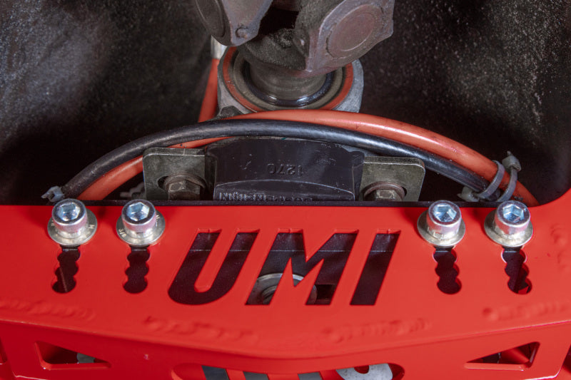 UMI Performance 78-88 GM G-Body Modular Adjustable Transmission Crossmember - Black 3108-B 3108-B Photo - Mounted