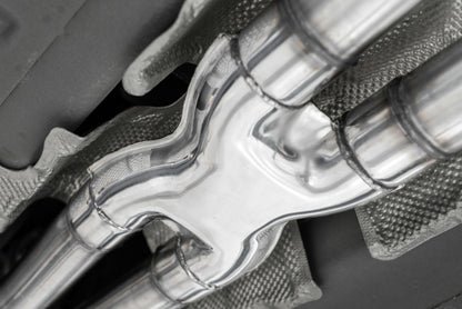 MBRP 2015+ Dodge Challenger 3.6L SS 2.5in Quad Tip Split Rear Exit w/ Carbon Fiber Tips - T304 S71113CF S71113CF Photo - Close Up