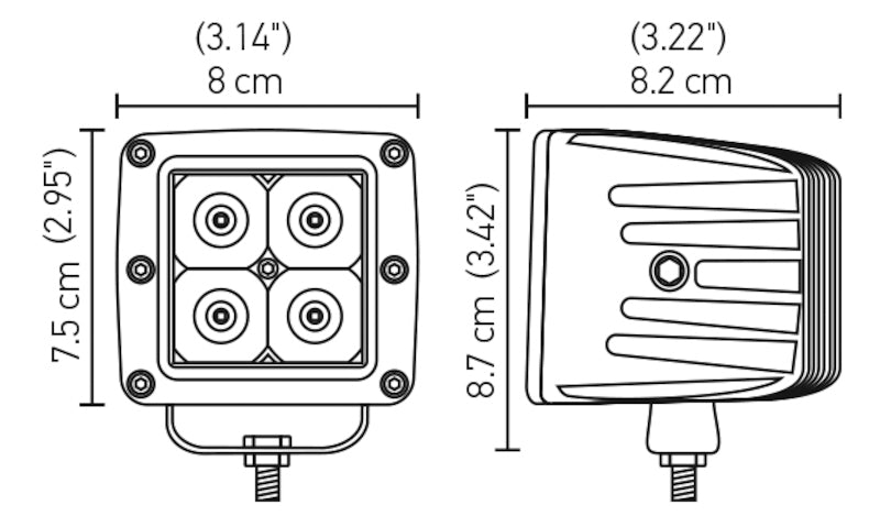 Hella HVF Cube 4 LED Off Road Kit 357204831 357204831 Technical Drawing