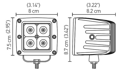 Hella HVF Cube 4 LED Off Road Kit 357204831 357204831 Technical Drawing