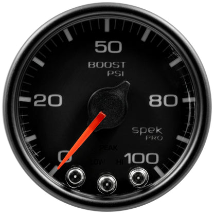 Autometer Spek-Pro Gauge Boost 2 1/16in 100psi Stepper Motor W/Peak & Warn Blk/Blk P30532 P30532 User 2