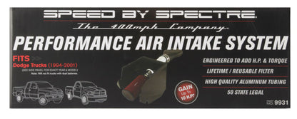 Spectre 94-01 Dodge RAM 1500/2500 V8-5.2/5.9L F/I Air Intake Kit - Polished w/Red Filter 9931 9931 Photo - in package