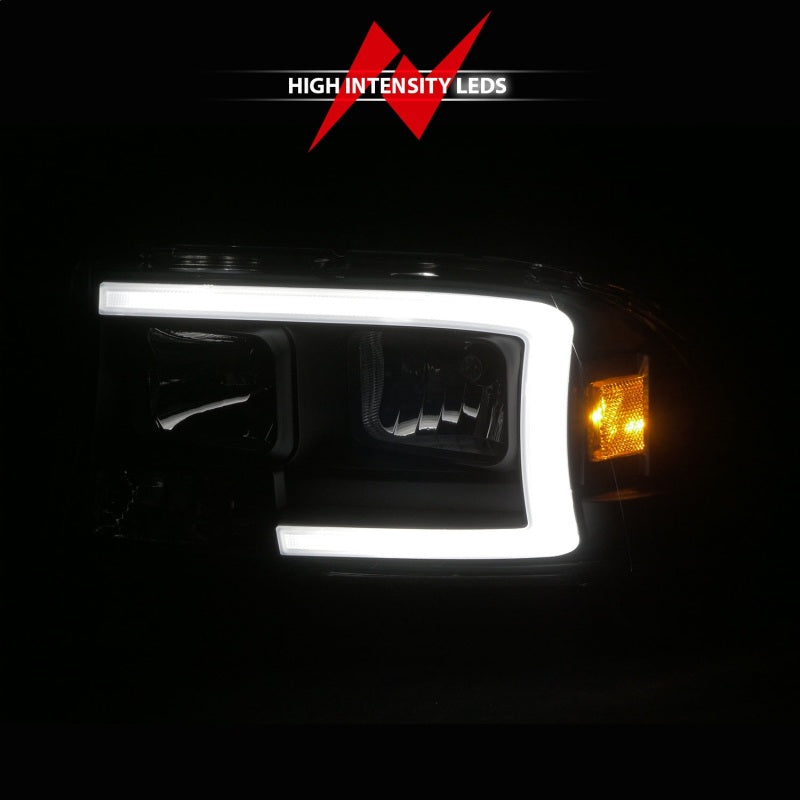 ANZO 97-04 Dodge Dakota/Durango Crystal headlight Set w/ Light Bar Black Housing 111591 111591 Photo - Unmounted