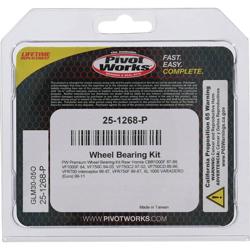 Pivot Works Honda Wheel Bearing Kit Premium Bearings 25-1268-P 25-1268-P Photo - Primary