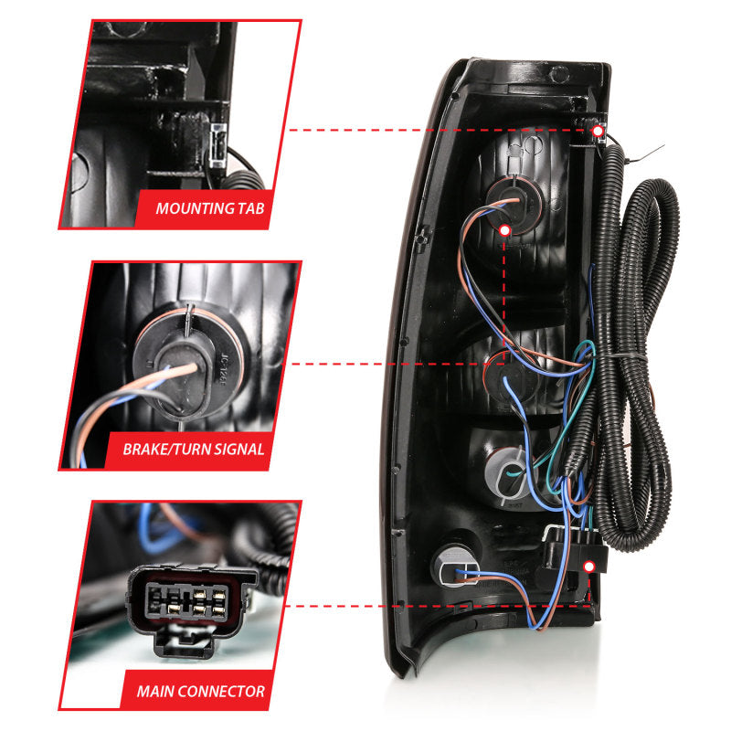 ANZO 2004-2007 Chevy Silverado Taillight Red/Clear Lens w/Black Trim (OE Replacement) 311302 311302 Photo - Unmounted