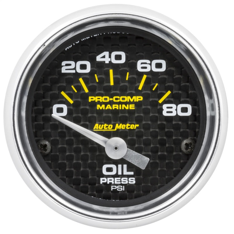 Autometer Gauge,Oil Pressure, 2 1/16",80psi,Electric,Marine Carbon Fiber 200744-40 Photo - Primary