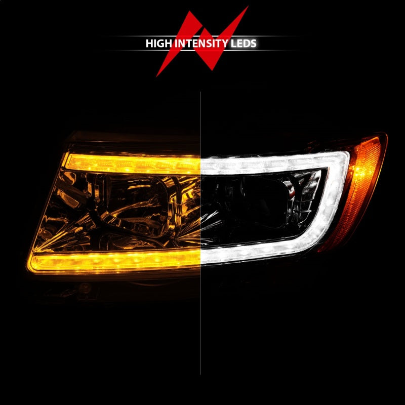 ANZO 11-13 Jeep Grand Cherokee (Factory Halogen Only) Projector Headlights w/Light Bar Swchbk Chrome 111569 111569 Photo - Unmounted