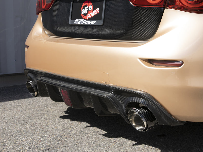 aFe 14-15 Infiniti Q50 (V37) V6 3.7L Takeda 2-1/2in SS Cat-Back Exhaust System w/ Carbon Fiber Tips 49-36136-C 49-36136-C Photo - Mounted