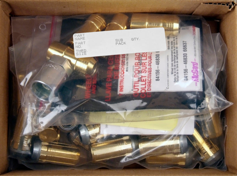 McGard SplineDrive Tuner 8 Lug Install Kit w/Locks & Tool (Cone) M14X1.5 / 1in. Hex - Gold 65810GD 65810GD Photo - in package