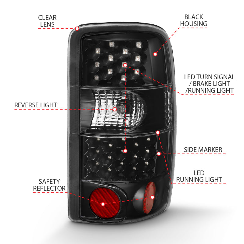 ANZO 2000-2006 Chevrolet TahOE Led Taillights Black/Clear 311298 311298 Photo - out of package