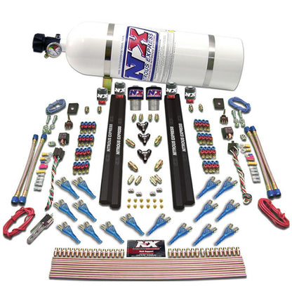 Nitrous Express Shark Dual Stage/Gas/Rails 16 Nozzles Nitrous Kit (200-1200HP) w/Composite Bottle 90208-12 90208-12 Photo - Primary