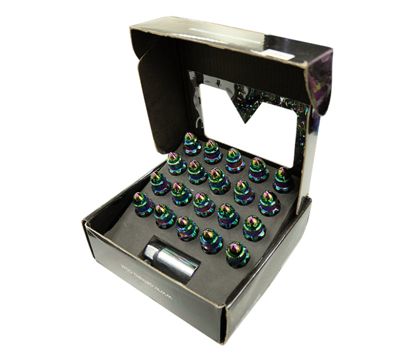NRG M12 x 1.5 Steel Lug Nut Set  Bullet Shape 21 pc Neochrome W/ Lock Key LN-LS500MC-21 Photo - Primary