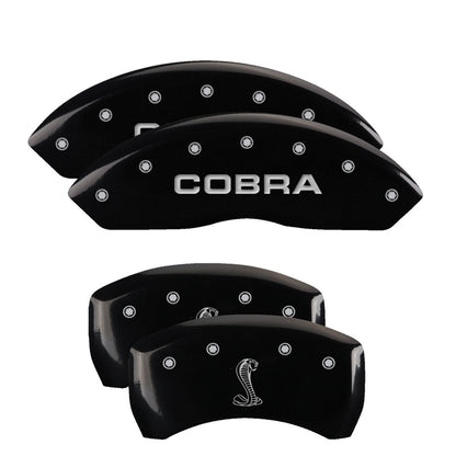 MGP 4 Caliper Covers Engraved Front Cobra Engraved Rear Snake Black finish silver ch 10197SCNKBK 10197SCNKBK Photo - Primary