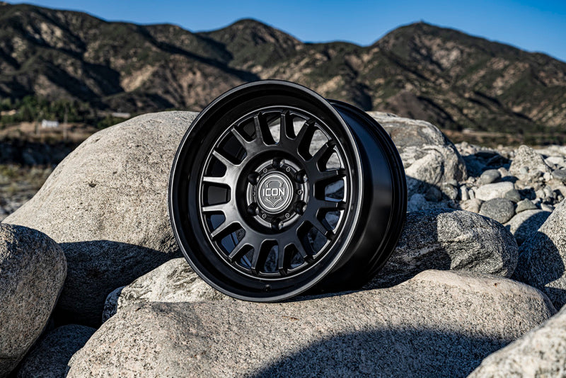 ICON Anza 17x8.5 5x5 -6mm Offset 4.5in BS 71.5mm Hub Bore Satin Black Wheel 8217857345SB 8217857345SB Photo - lifestyle view