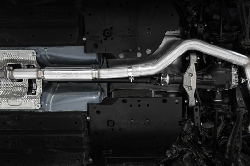 MBRP 2022+ Subaru WRX 3in Cat-Back Dual Split Rear Quad Carbon Fiber Tips Race Profile Exhaust S48083CF S48083CF Photo - Mounted