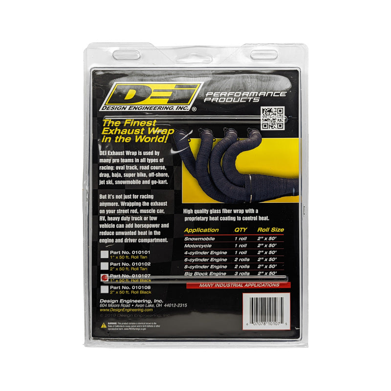 DEI Exhaust Wrap 1in x 50ft - Black 10107 10107 Photo - in package