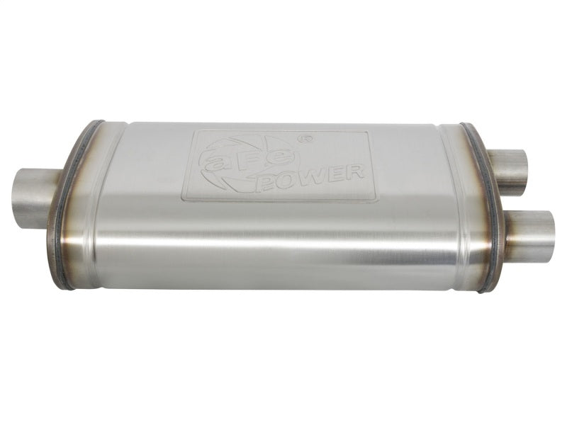 aFe MACH Force-Xp 409 Stainless Steel Muffler: 3" Center Inlet /2.5" Dual 49M00014 Photo - Unmounted