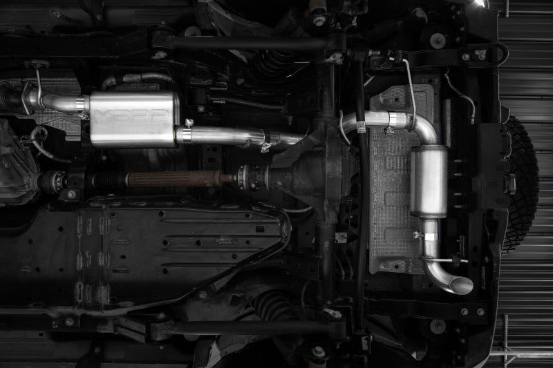 MBRP 2021-2023 Ford Bronco 2.3L/2.7L Aluminized Steel 3in Cat-Back, Single High Clearance Rear Exit S5245AL S5245AL Photo - Mounted