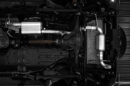 MBRP 2021-2023 Ford Bronco 2.3L/2.7L Aluminized Steel 3in Cat-Back, Single High Clearance Rear Exit S5245AL S5245AL Photo - Mounted