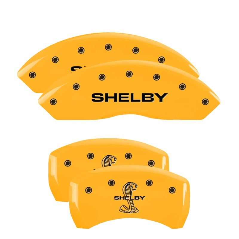 MGP 4 Caliper Covers Engraved Front Shelby Engraved Rear Tiffany Snake Yellow finish black ch 10198SSBYYL 10198SSBYYL Photo - Primary