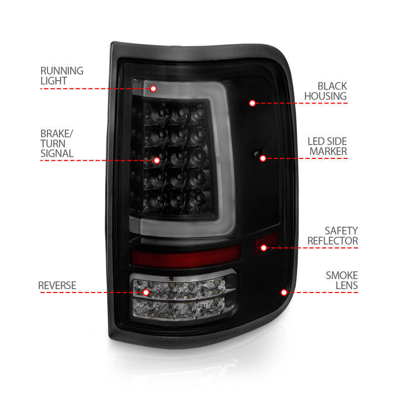 ANZO 2004-2006 Ford F-150 LED Tail Lights w/ Light Bar Black Housing Smoke Lens 311343 311343 Photo - Unmounted