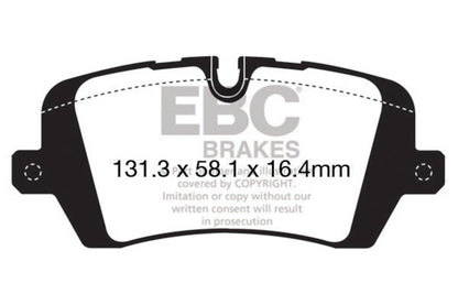 EBC 2017+ Land Rover Discovery 5 3.0L Supercharged Ultimax2 Rear Brake Pads UD1692 UD1692 Photo - Primary