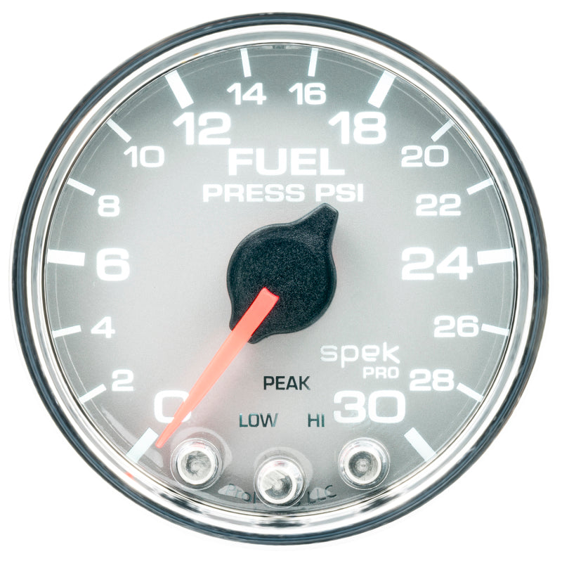 Autometer Spek-Pro Gauge Fuel Press 2 1/16in 30psi Stepper Motor W/Peak & Warn Slvr/Chrm P31621 P31621 User 2