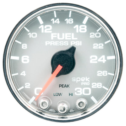 Autometer Spek-Pro Gauge Fuel Press 2 1/16in 30psi Stepper Motor W/Peak & Warn Slvr/Chrm P31621 P31621 User 2