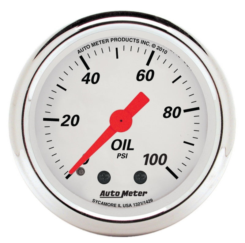 Autometer Gauge, Oil Press, 2 1/16" 100Psi, Mech, Arctic White 1321 Photo - Primary