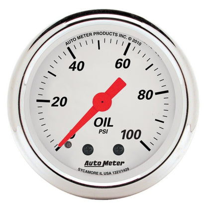 Autometer Gauge, Oil Press, 2 1/16" 100Psi, Mech, Arctic White 1321 Photo - Primary