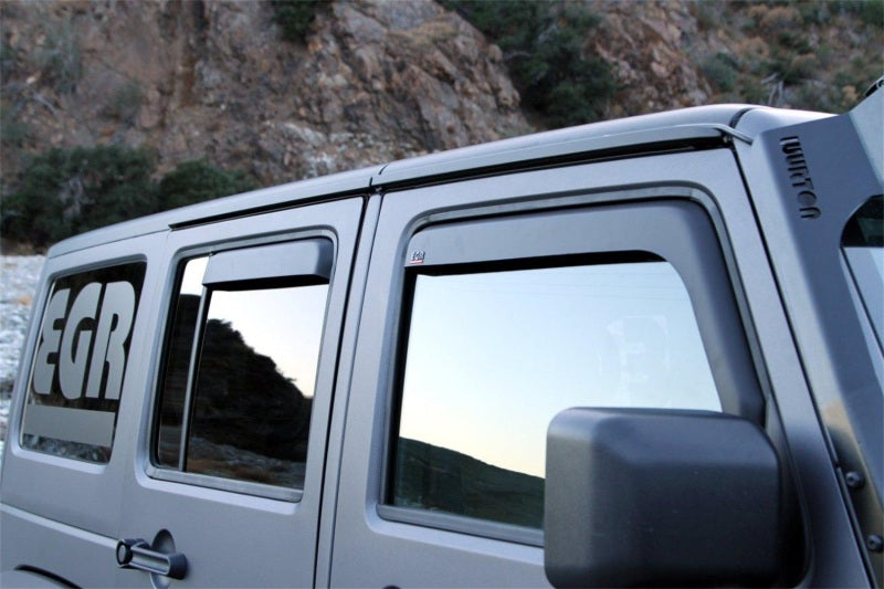 EGR 07-13 Jeep Wrangler JK In-Channel Window Visors - Set of 4 - Matte (575155) 575155 575155 Photo - Mounted