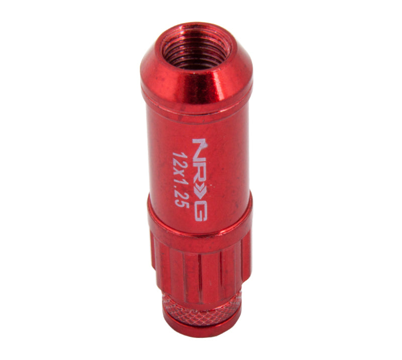 NRG M12 x 1.25 Steal Lug Nut w/ dust cap cover Set 21 pc Red w/ locks & lo LN-LS710RD-21 Photo - Primary